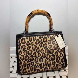 Dana Buchman Leopard Print Top-Handle Tote in Tan and Black